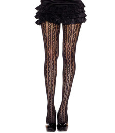 Collant nylon fantaisie noir mi-saison ajouré géométrique - MH5041BLK